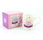 Happy Birthday Fine China Mug with Pink Love Heart Artwork and Matching Presentation Box