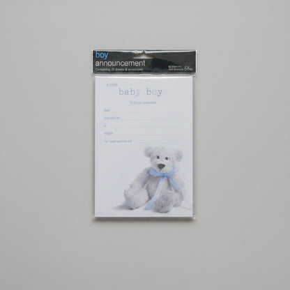 boy birth announcement 20sheets 20 envelopes bear picture