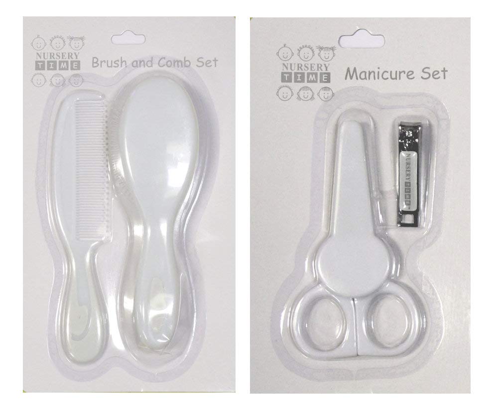 Nursery Time Baby Manicure and Brush and Comb Sets (White)