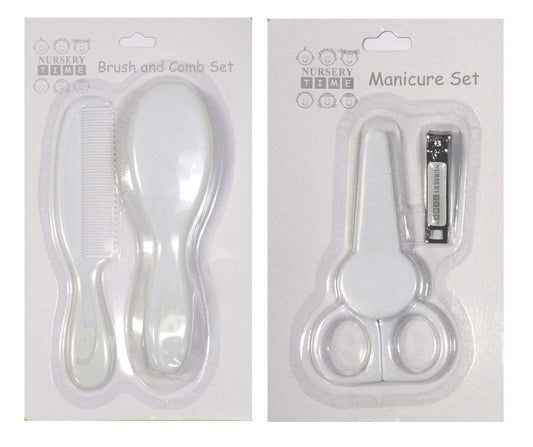 Nursery Time Baby Manicure and Brush and Comb Sets (White)