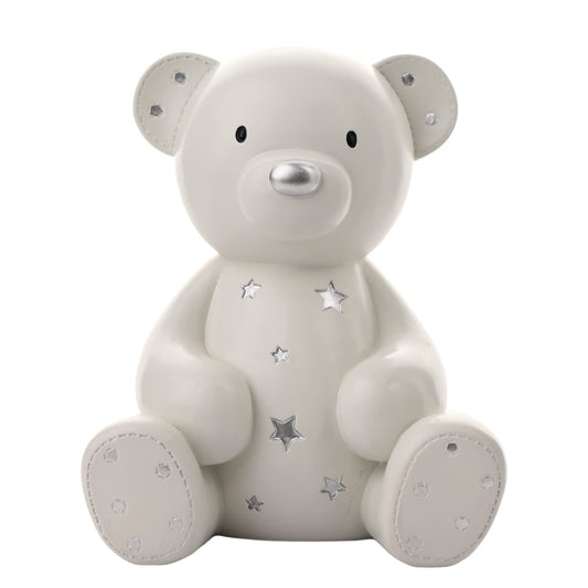 Widdop White Teddy Bear Resin Money Box 20cm Baby Newborn Gift