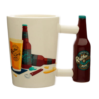 Puckator I'd Rather Be Drinking Beer Ceramic Shaped Handle Tea Coffee Mug - Funny Home Accessories - Cute Gifts for Girlfriend - Large Mugs for Men Women Hot Drinks - Cups Presents Secret Santa Gift