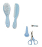 Babies 4 Piece Brush, Comb, Nail Clippers & Scissors Manicure Grooming Set - Blue