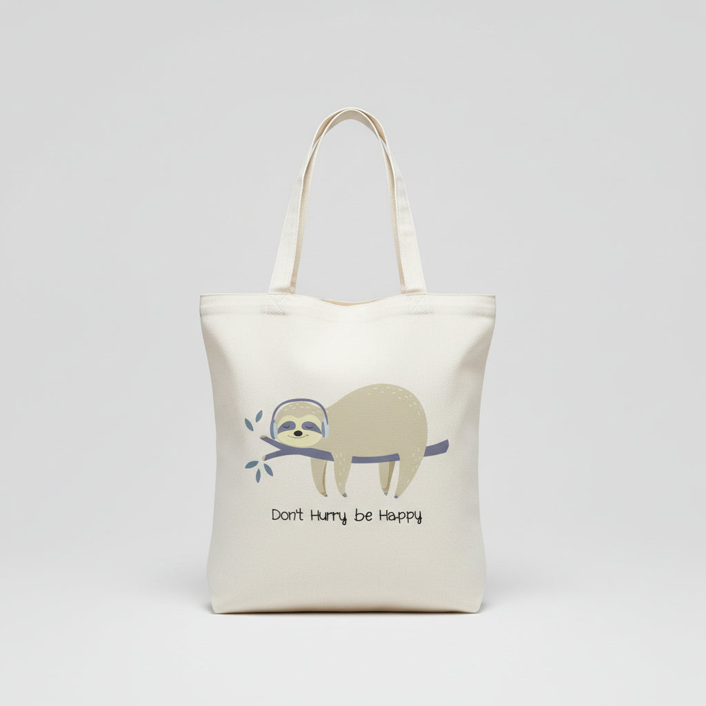 Don't Hurry, Be Happy; Sloth on Branch Tote Bag
