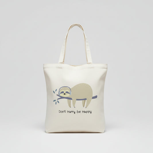Don't Hurry, Be Happy; Sloth on Branch Tote Bag