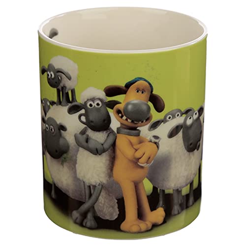Puckator Shaun The Sheep Porcelain Tea Coffee Mug - Green - Funny Home Accessories - Cute Gifts for Girlfriend - Large Mugs for Men Women Hot Drinks - Cute Cups Presents - Secret Santa Gift - Cup Set