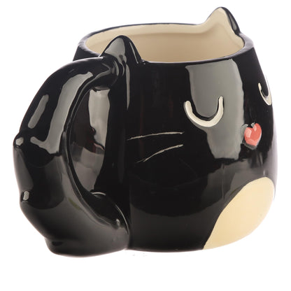Puckator Feline Fine Black Cat Shaped Tea Coffee Mug - Funny Home Accessories - Cute Gifts for Girlfriend - Large Mugs for Men Women Hot Drinks - Cute Cups Presents - Secret Santa Gift - Cup Set