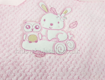 Baby Boys Girls Soft Touch Waffle Blanket Wrap In Multi Colours (Pink Rabbit & Owl)