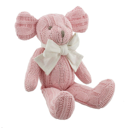 petit cheri knitted sitting mouse pink