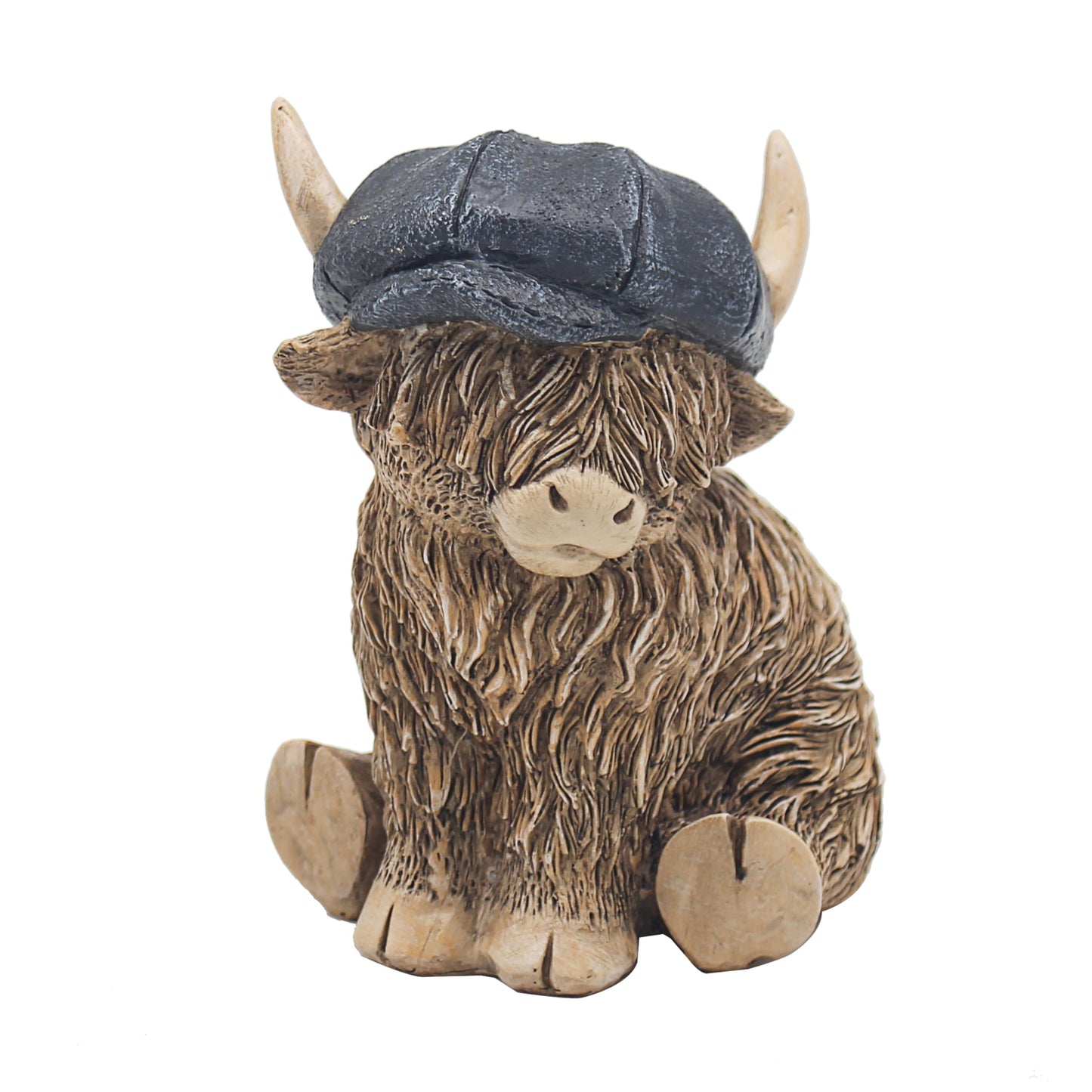Lesser & Pavey Happy Highland, Highland Cow Flat Cap Figurines Statues For Home Decor | Ideal Ornaments Friendship Gifts For Women & Men | Lovely Table Centerpiece & Living Room Accessories