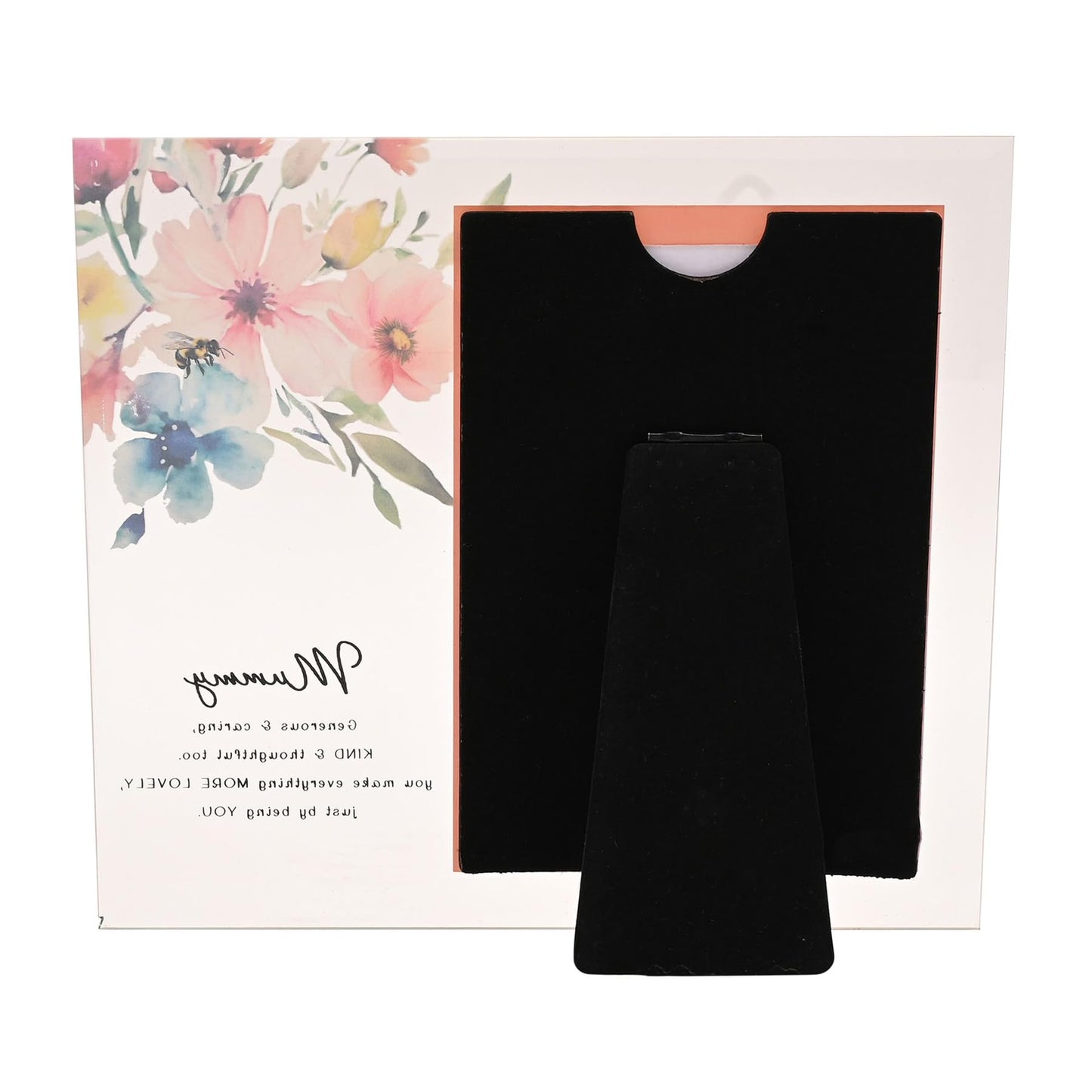 Floral Glass Photo Frame with Wording and Holds 4'x6' Photo