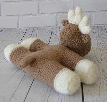 Knitting by Post Knitting Pattern Lazy Reindeer Soft Toy from