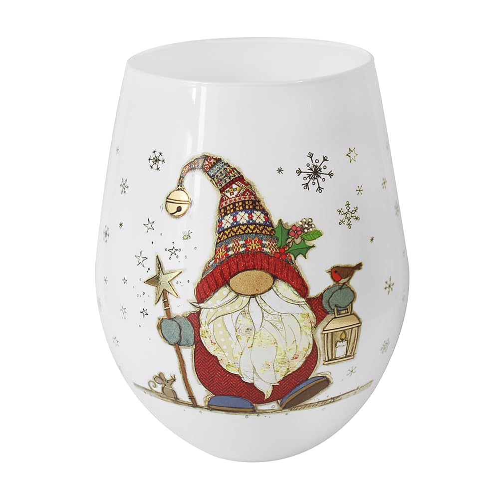 Lesser & Pavey Christmas Stemless Wine Glasses | Stemless Wine Glass for Both Red & White Wine | No Stem Gonk Wine Glasses Perfect for Xmas - Bug Art