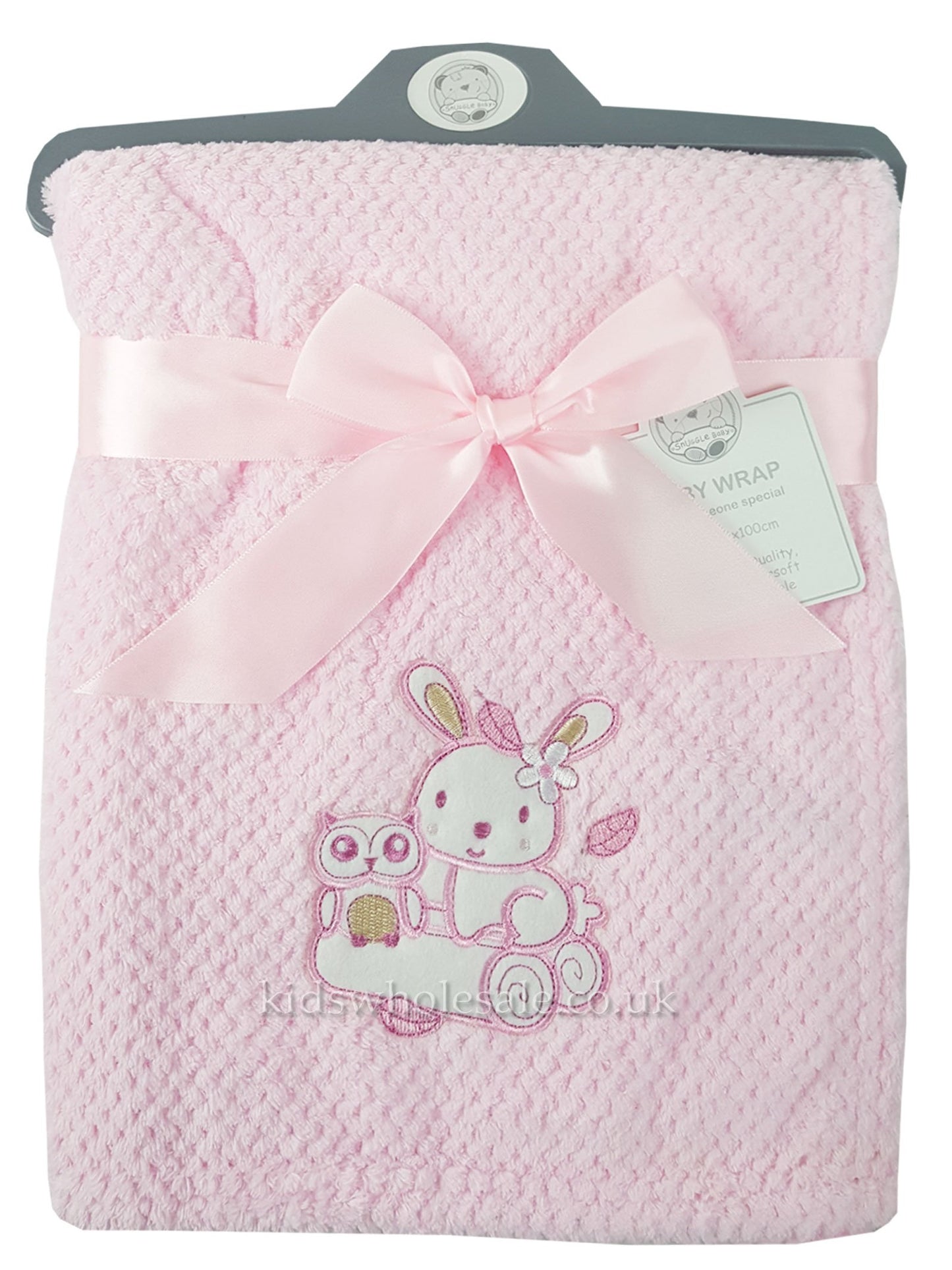 Baby Boys Girls Soft Touch Waffle Blanket Wrap In Multi Colours (Pink Rabbit & Owl)