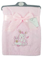 Baby Boys Girls Soft Touch Waffle Blanket Wrap In Multi Colours (Pink Rabbit & Owl)