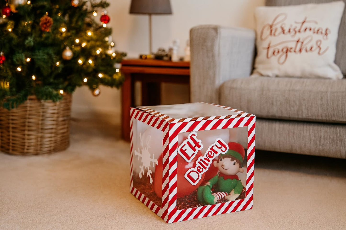 Eurowrap Elf Arrival Christmas Balloon Box Xmas Decoration Christmas Eve Includes 4 Balloons and 6 Adhesive Stickers