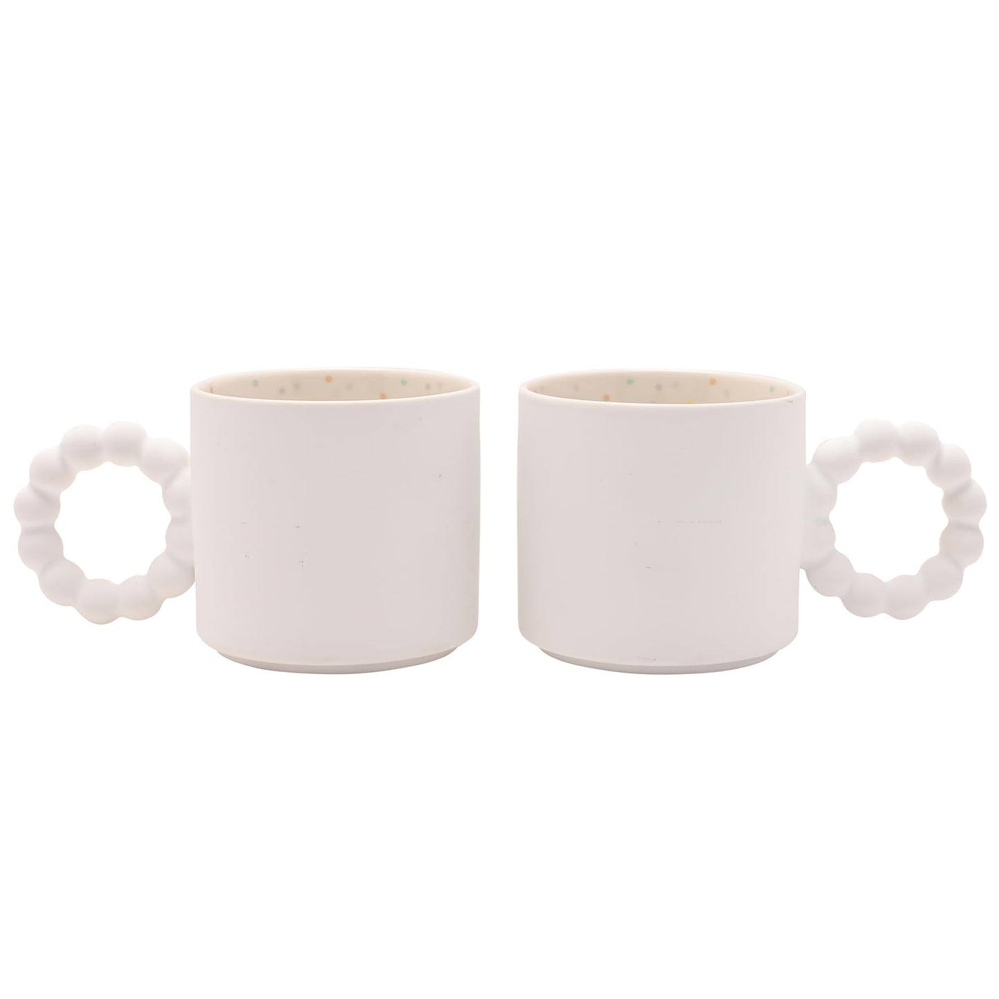 Widdop and Co Celebrations Confetti Mr & Mrs Birthday/Milestone/Wedding/Anniversary Set of 2 Mugs - White Ceramic Cups Gold Design & Unique Handle - Gift for Him or Her - 330ml / 11.15oz.