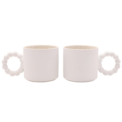 Widdop and Co Celebrations Confetti Mr & Mrs Birthday/Milestone/Wedding/Anniversary Set of 2 Mugs - White Ceramic Cups Gold Design & Unique Handle - Gift for Him or Her - 330ml / 11.15oz.