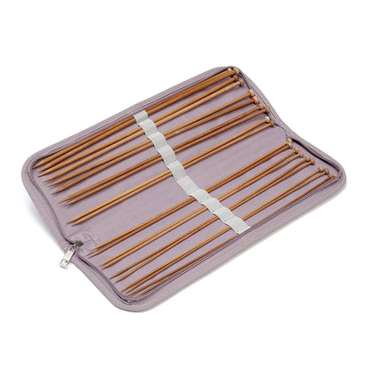 Hobby Gift Filled Knitting Pin Case in a Purple & Aqua Buttons Pattern on Grey (13 x 40 x 4cm)