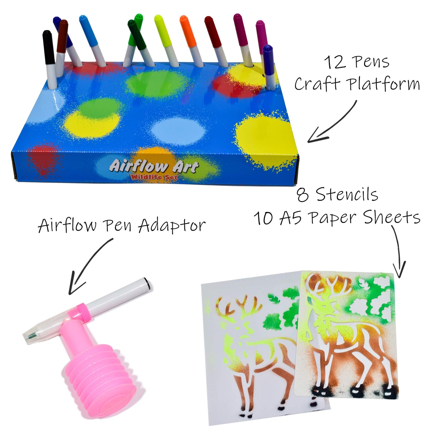 Kreative Kids Wildlife Air Flow Pens Playset In Hanging Box