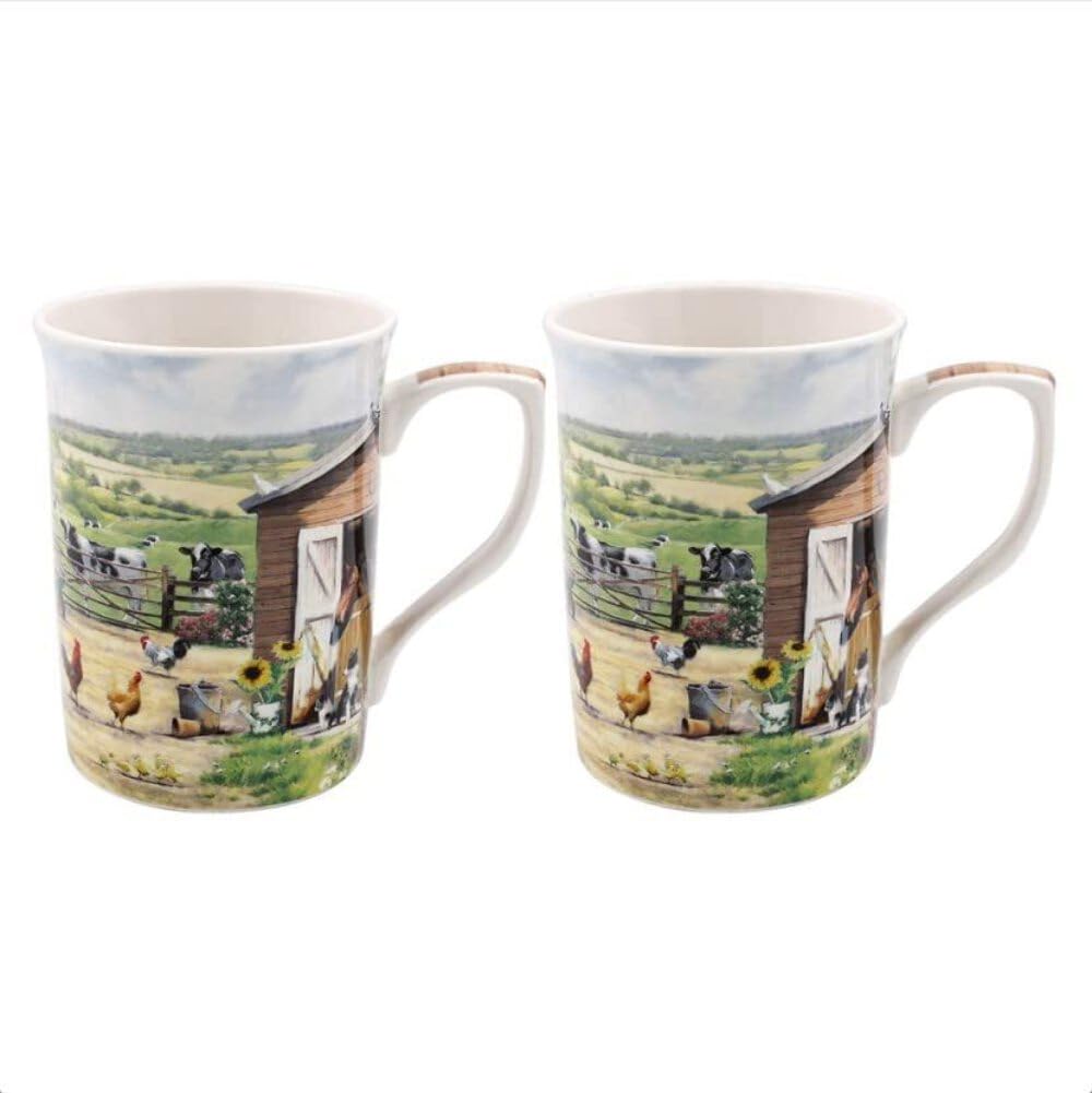The Leonardo Collection LP94754 Macneil Farmhouse Mugs (Set of 2), Fine China, Boxed