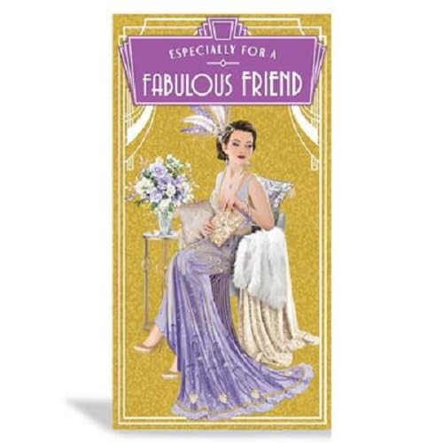 Art Deco Lady - Fabulous Friend - Slim Foiled Birthday Card