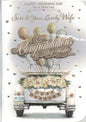SON & YOUR LOVELEY SON & YOUR WIFE WEDDING DAY CARD ****JUST MARRIED CAR****LARGE 7 X 10 INCHES