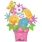 amscan Get Well Flower Pot SuperShape Foil Balloon 28"/71cm w x 35"/88cm h