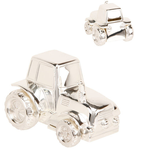 Silverplated Tractor Money Box