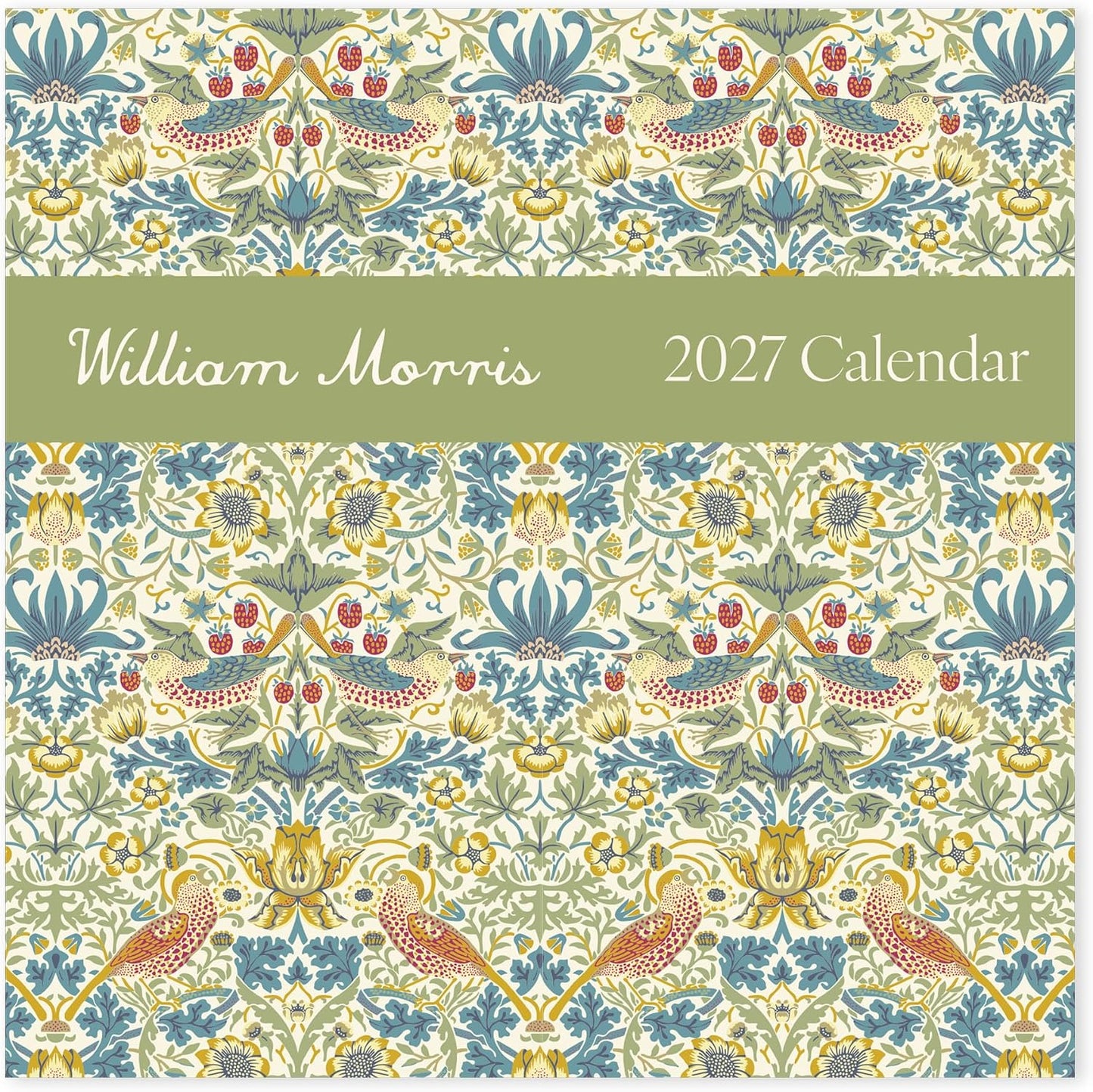 William Morris 2027 Square Wall Calendar | Monthly Planner Featuring Classic Patterns Like Strawberry Thief, Tulips, Willow Bough & More