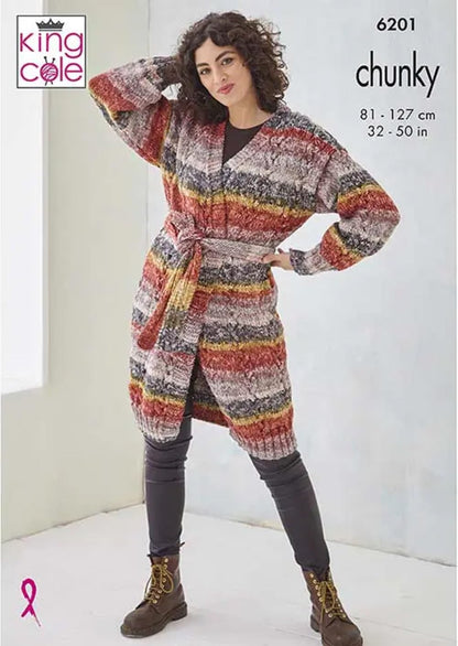 King Cole Ladies Knitting Pattern Womans Chunky Jacket & Waistcoat (6201)