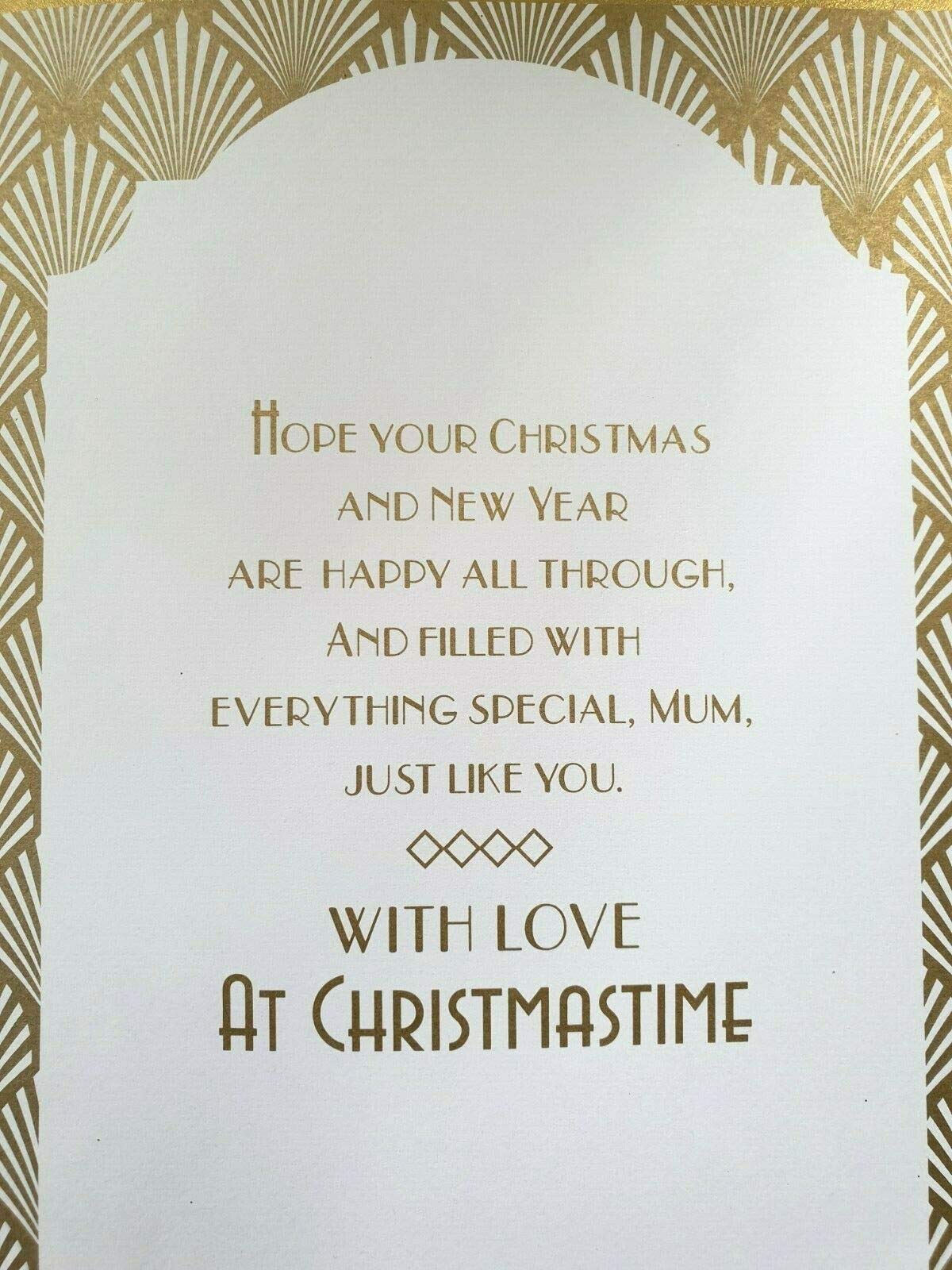 Art Deco - Mum - Glittered Christmas Card with Ribbon Detail - Mother