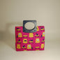 Knitting/Craft Bag with double handles - shopping style bag. Pink background fabric showing cats on chairs