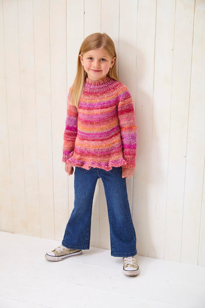 King Cole Chunky Knitting Pattern Girls Knit in The Round Sweaters (6244), 20” – 30” (51cm – 76cm)