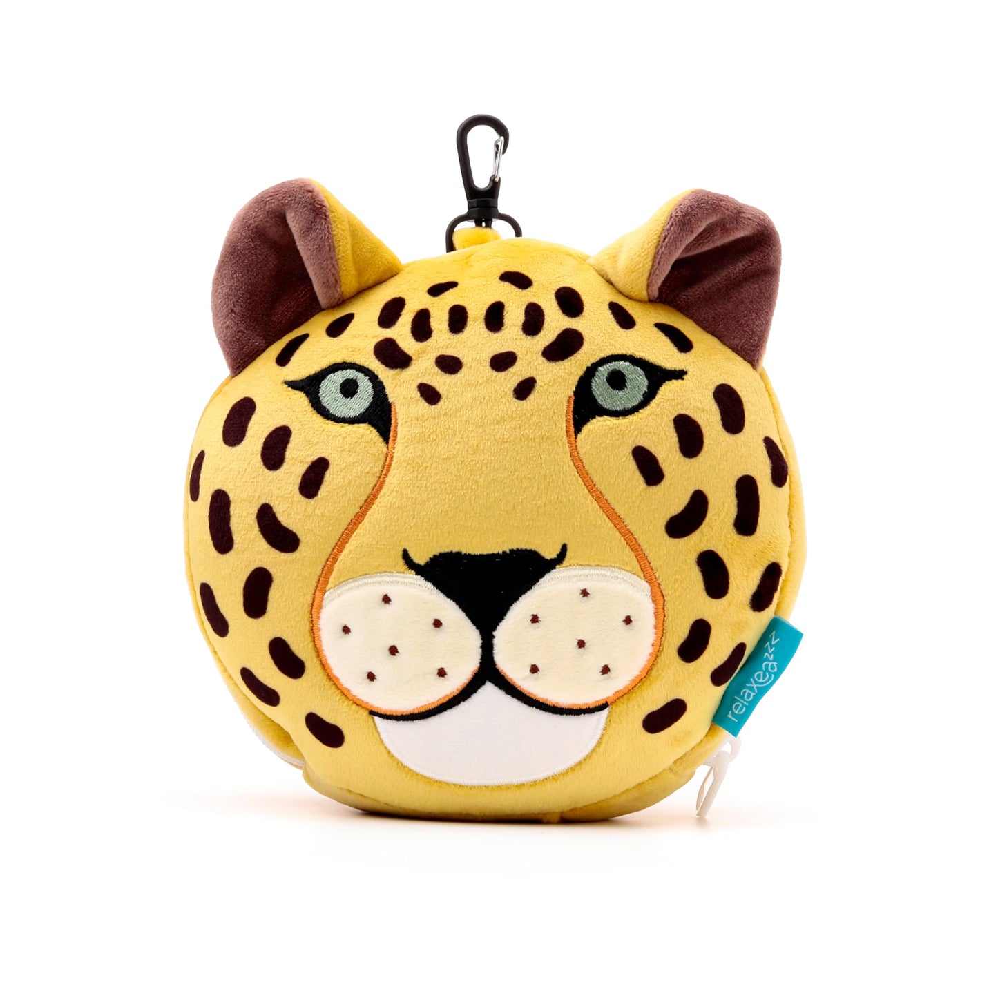 Relaxeazzz Leopard Round Plush Travel Pillow & Eye Mask - Sleep Eye Mask Masks - Kids Travel Accessories For Sleeping Airplane - Flight Plane Neck Pillow Pillows