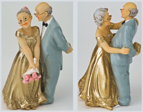 CLUB GREEN Resin 50TH WED.Anniversary TOP 2A.H12CM, POLYRESIN, Mix, 15.4 x 6.05 x 15.4 cm