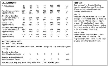 King Cole Ladies Chunky Knitting Pattern Womens Knit in The Round Sweater (6248)