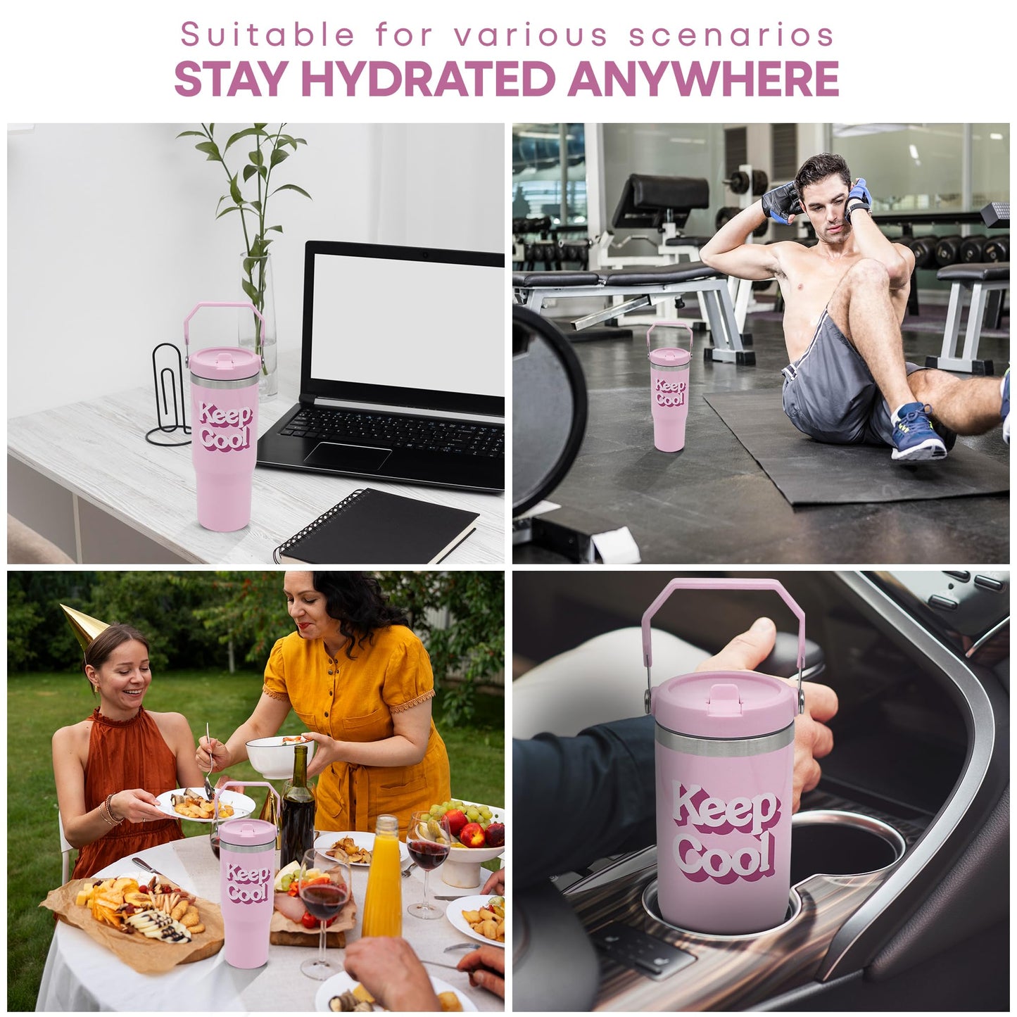 Lesser & Pavey Pink Drinks Tumbler 900ml for Cold & Hot Drinks | Stylish Tumbler Drinking Glasses for Water & Cold Drinks | Lovely Tableware Glass Gifts for Women & Men