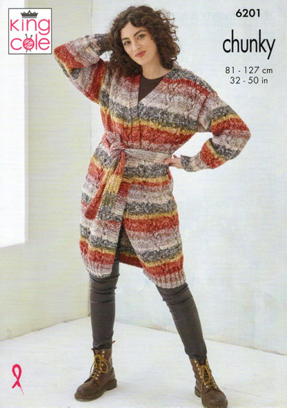 King Cole Ladies Knitting Pattern Womans Chunky Jacket & Waistcoat (6201)