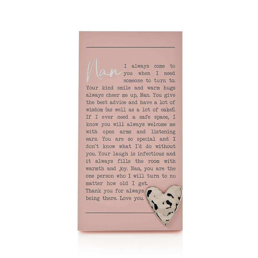 "Nan" Sentimental Moments Message Plaque Freestanding Or Hanging Gift MO111