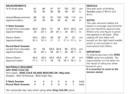 King Cole Unisex Pattern Pattern