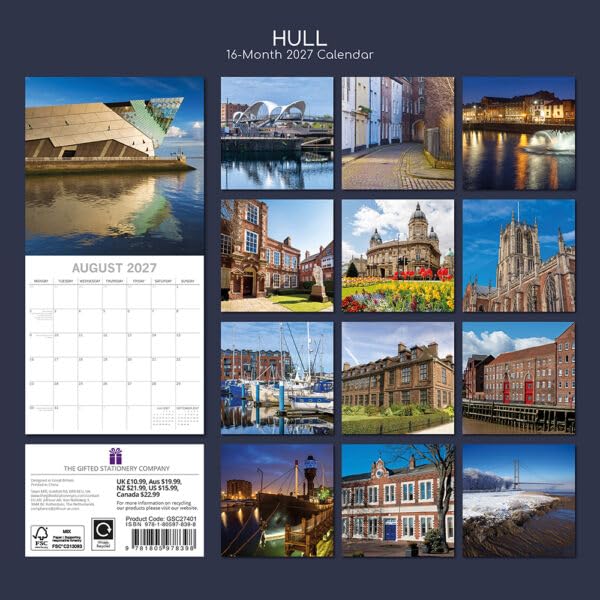TGSC | Hull 2027 Square Wall Calendar, 16-Month Family Planner Organiser Calendar