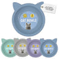 Cat Bowls 2 Pack, Shallow Feeding and Watering Bowl Set for Cats and Kittens, Embossed Face Pet Dishes, 11.5cm