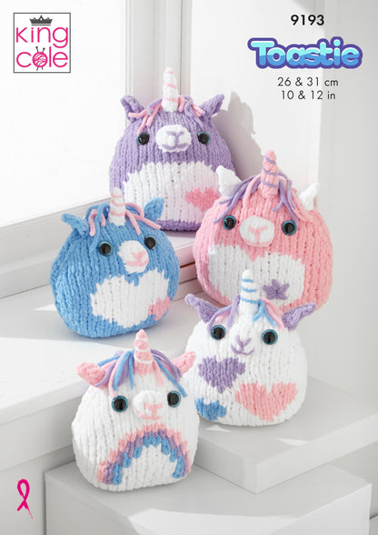 King Cole Toastie Knitting Pattern - 9193 Toastie Unicorn