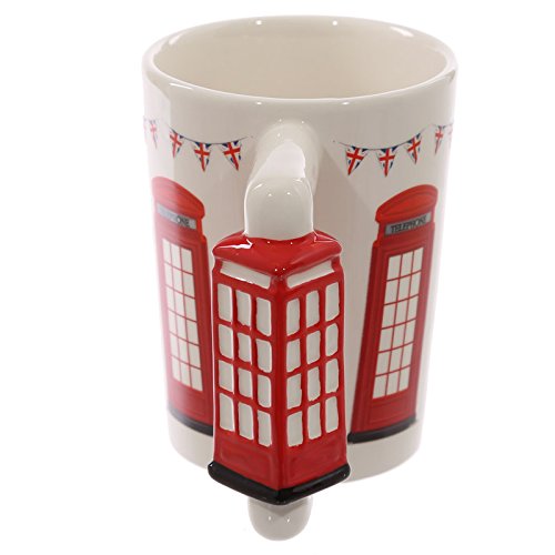 Puckator London Icons Red Telephone Box Ceramic Shaped Handle Tea Coffee Mug - Funny Home Accessories - Cute Gifts for Girlfriend - Large Mugs for Men Women Hot Drinks Cups Presents Secret Santa Gift