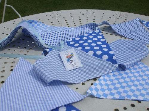 Powell Craft Handmade Blue Bunting - Perfect for Nursery / Babies Room / Play Room