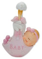 CLUB GREEN CHARACTER BABY/STORK CARRIER PINK H.90MM, POLYRESIN, 24.2 x 8.8 x 12.65 cm