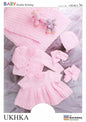 UKHKA/36 Shawl Cardigan Dress Hat Mitts & Bootees Baby Double Knitting Pattern,Pink