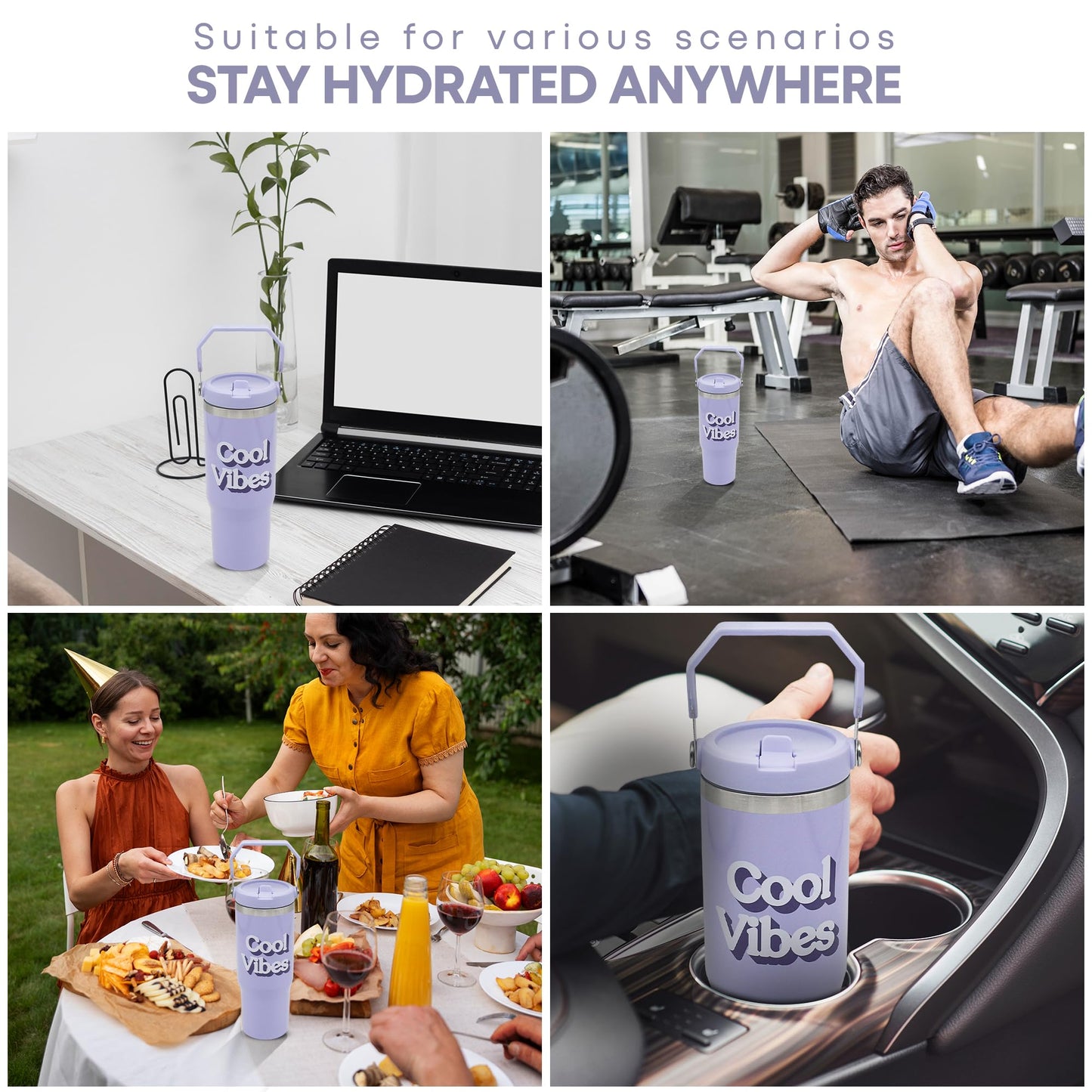Lesser & Pavey Lilac Drinks Tumbler 900ml for Cold & Hot Drinks | Stylish Tumbler Drinking Glasses for Water & Cold Drinks | Lovely Tableware Glass Gifts for Women & Men