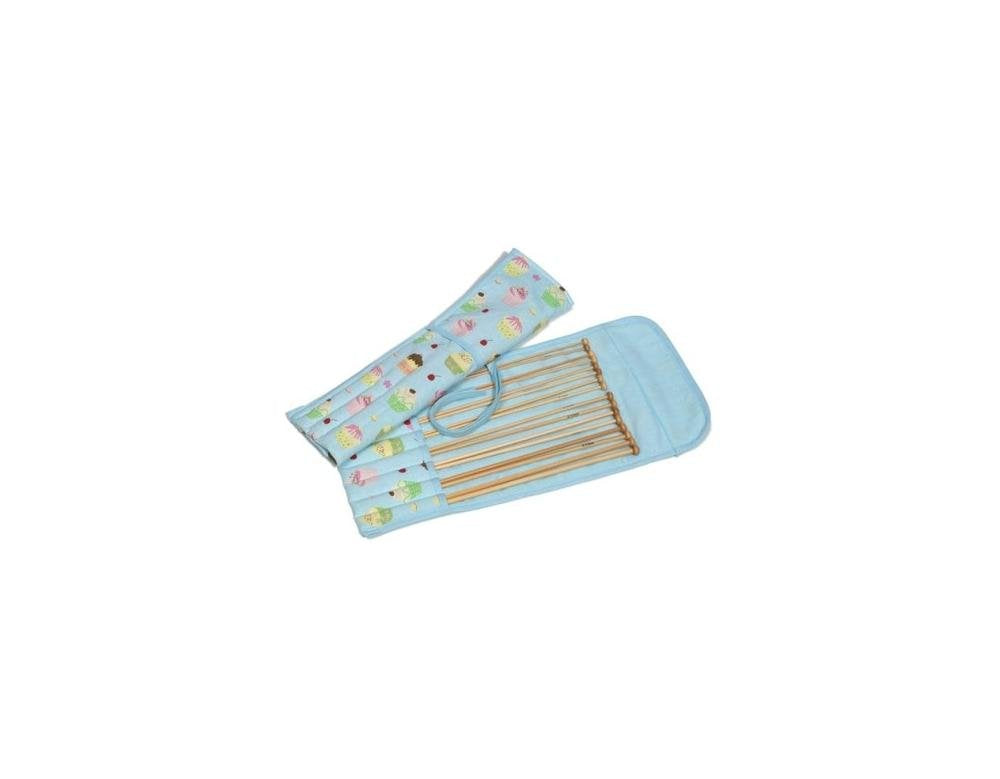 Hobbygift Cupcakes on Blue Bamboo Knitting Pin Set Filled Haberdashery